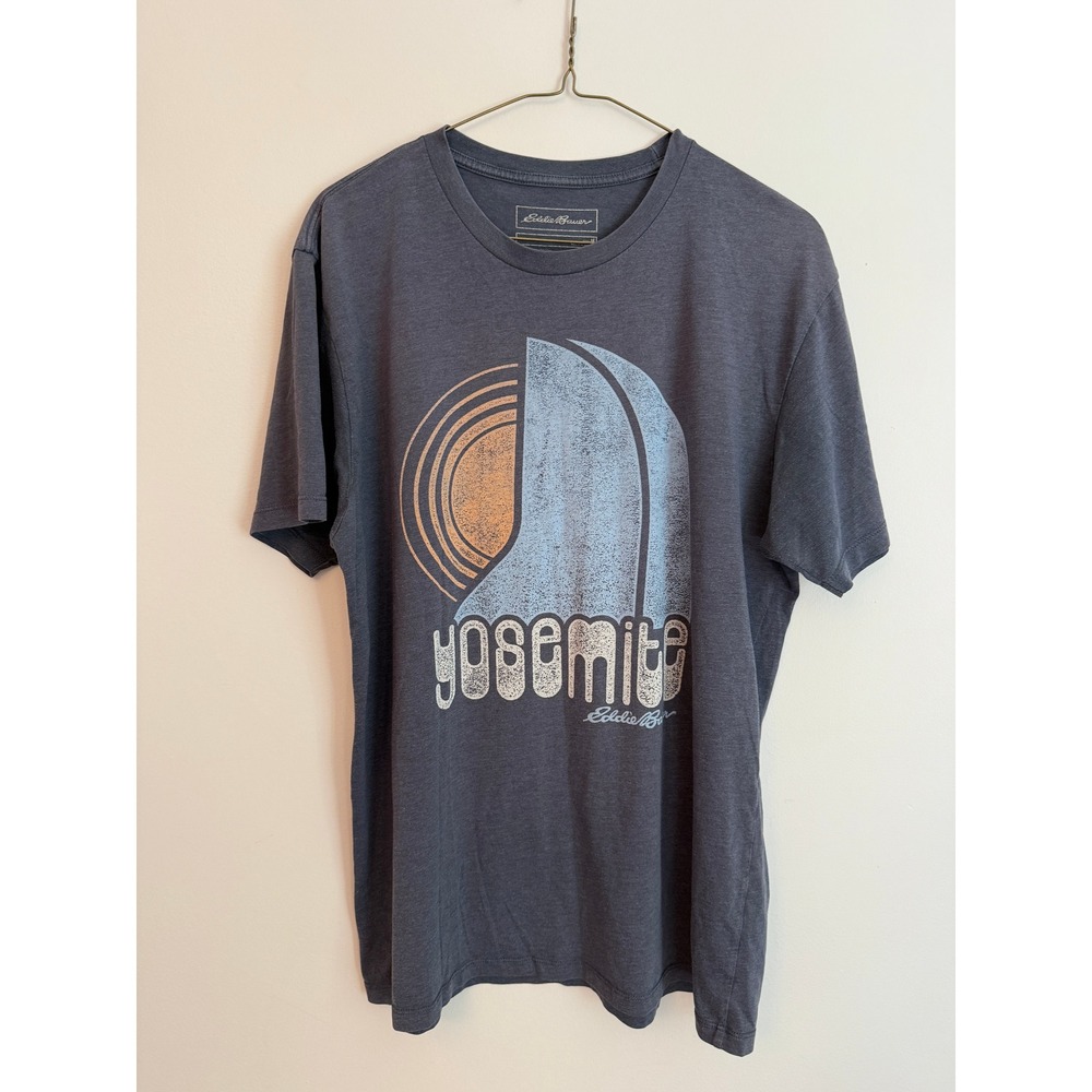 Eddie Bauer T-Shirt Mens M Gray Excellent Yosemite National Park Graphic Tee